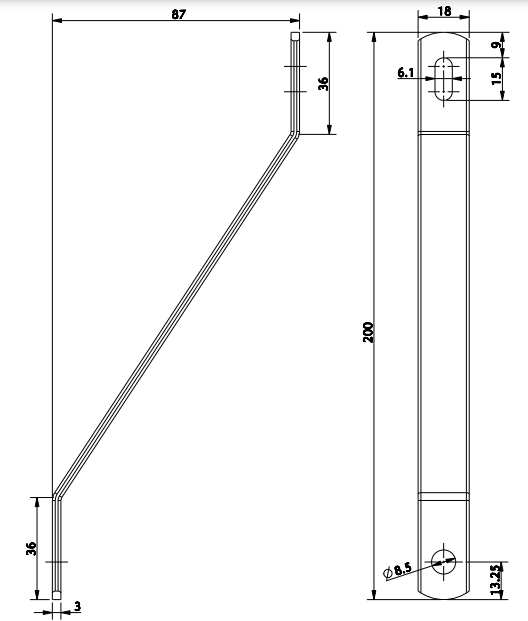 Voorpaneel / frontpanel bovenste bevestiging steunen L.190mm Kopen