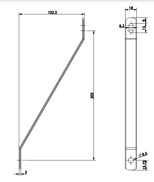 Voorpaneel / frontpanel bovenste bevestiging steunen L.240mm Kopen