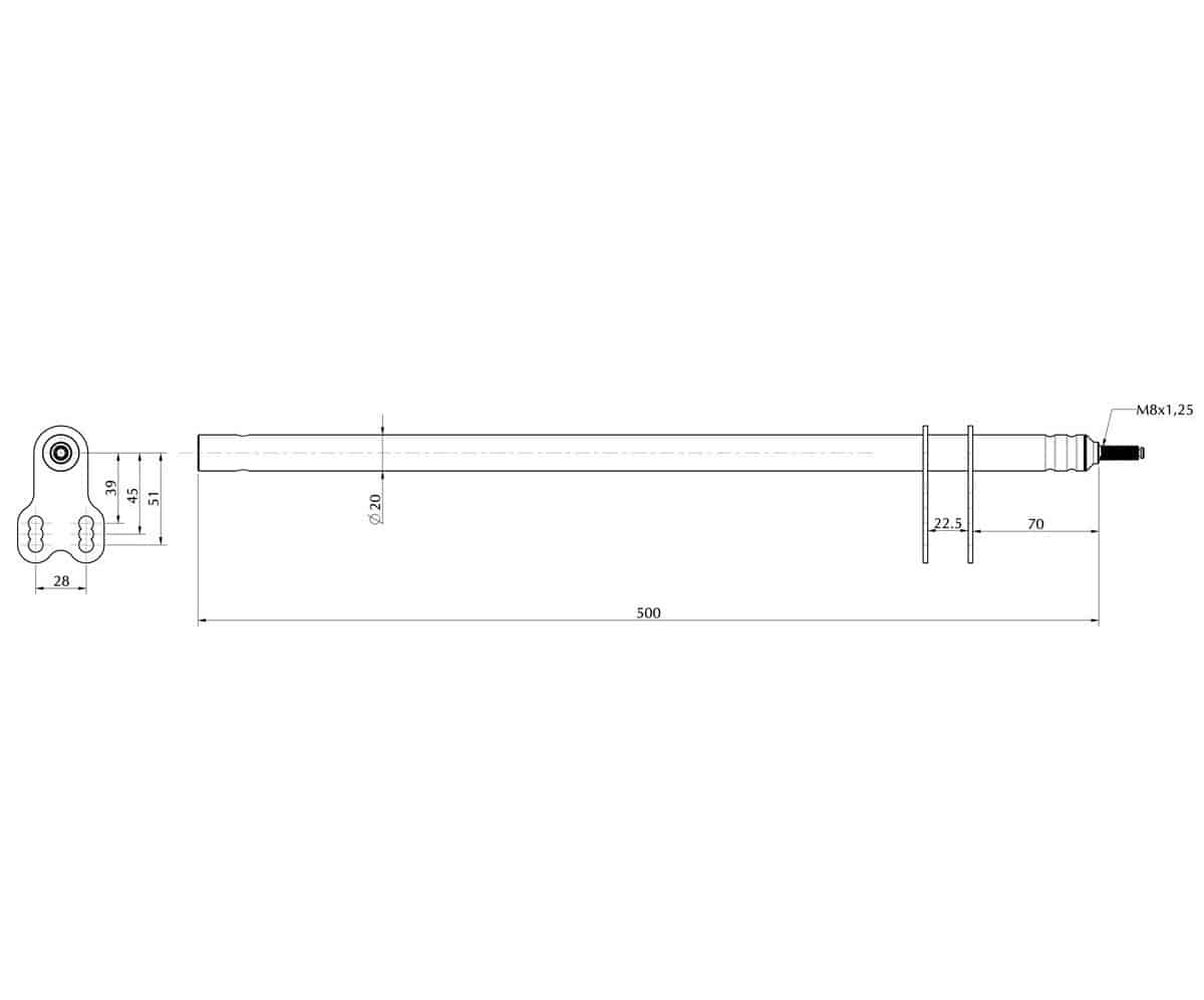 Stuurkolom/stuurstang m8 Lengte 510MM Kopen